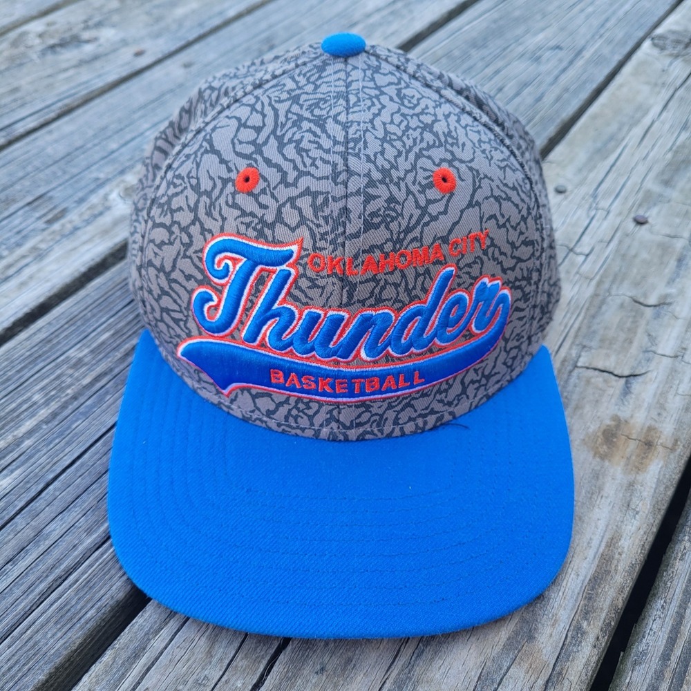 Oklahoma City Thunder Mitchell & Ness Snapback Hat Gray Orange Blue